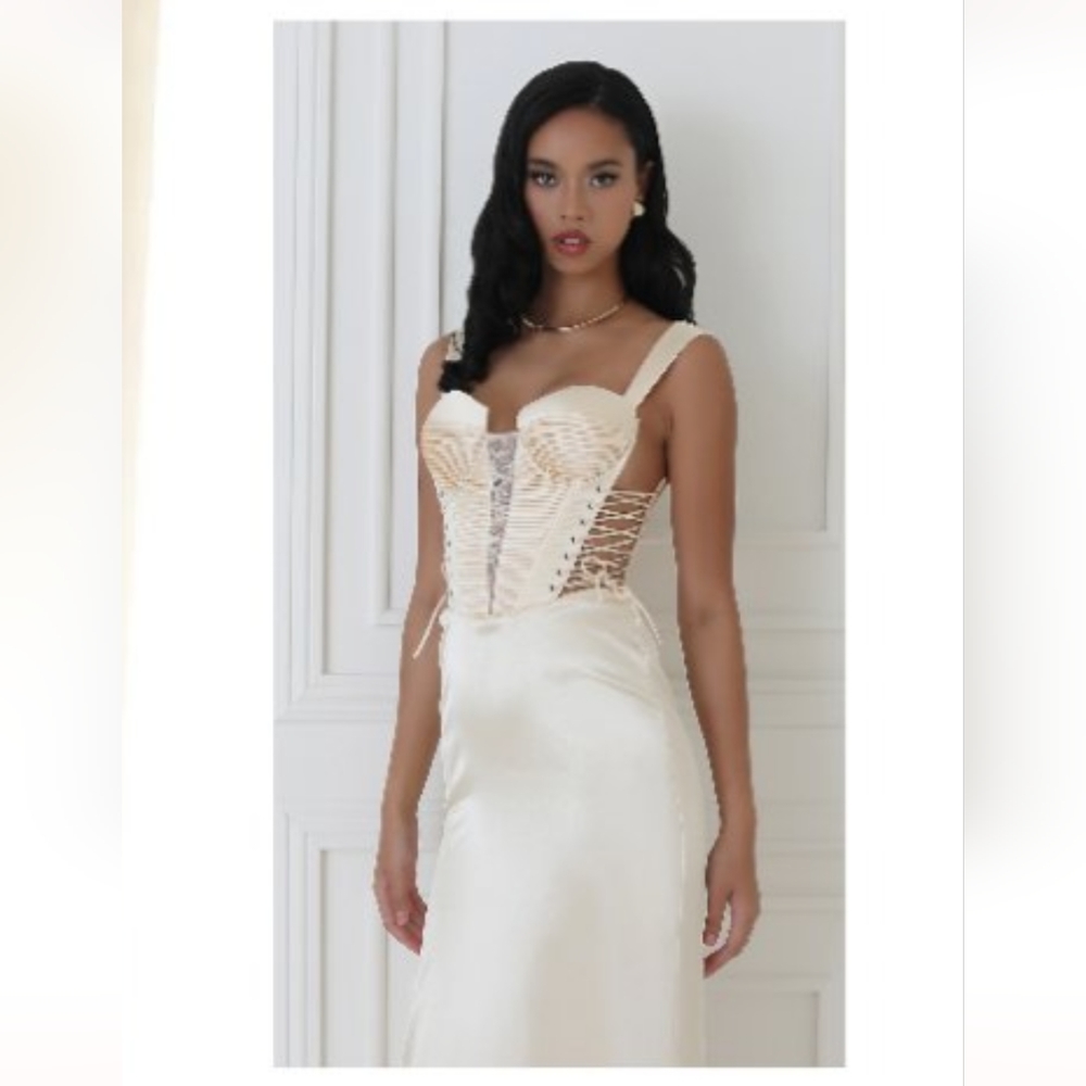 NWOT - Adeirlina Satin Champagne Coloured Evening Gown/Party Dress